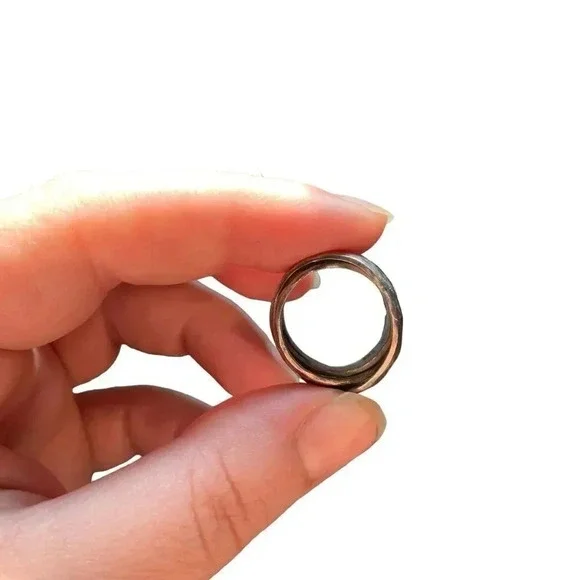 Vintage Sterling Silver 925 Criss Cross Twist Ring Mexico Size 7 Hammered Boho - Picture 4 of 6